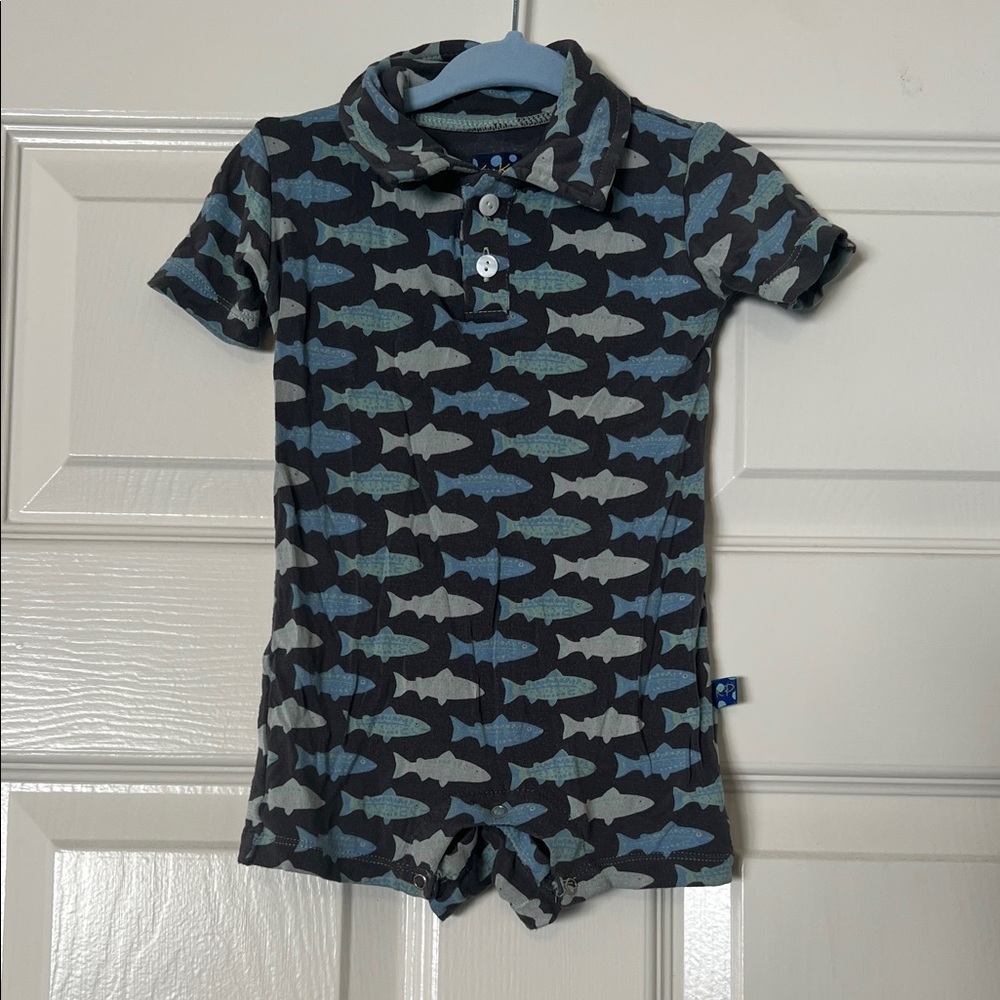 KicKee Pants Bamboo Fish Romper 3-6 Months